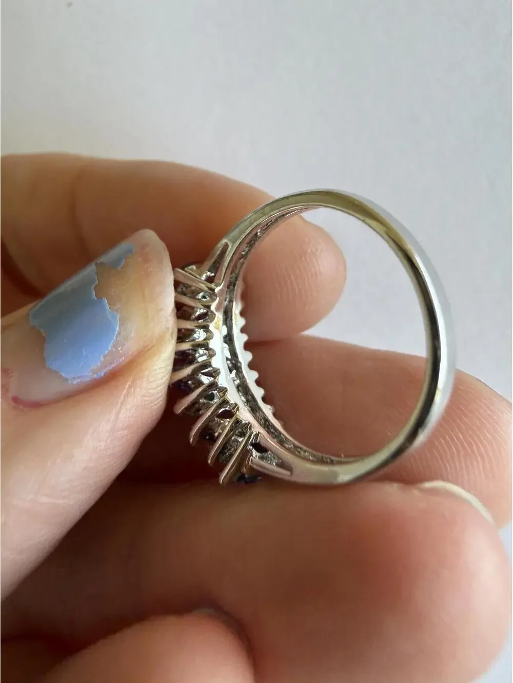 Sterling Silver Ring with Purple Gemstones 5.75 Vintage Art Deco